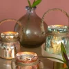 Sparkle Dust Glass Votives With Jute Rope - Set Of 3