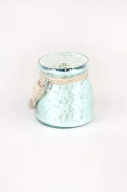 Sparkle Dust Glass Votives With Jute Rope - Set Of 3