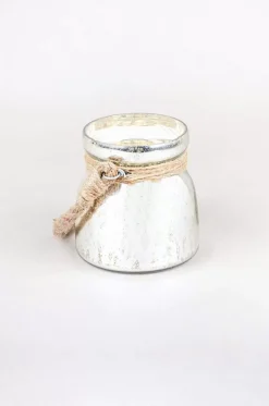 Sparkle Dust Glass Votives With Jute Rope - Set Of 3