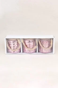 Sparkles Glass Votives With Jute Rope - Set Of 3