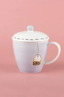 Tea Time Handpainted Mug With Lid