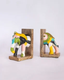 Technicolour Tusker Wooden & Handpainted Paper Mache Bookends