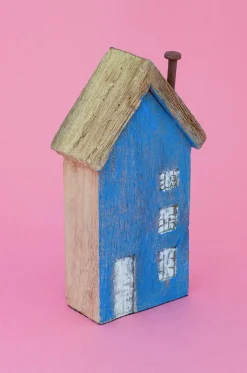 Tiny Homes Wooden Paperweight - Blue
