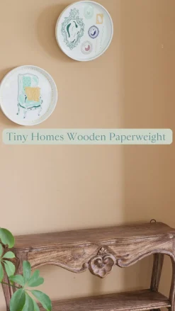 Tiny Homes Wooden Paperweight - Blue