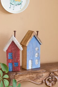 Tiny Homes Wooden Paperweight - Blue