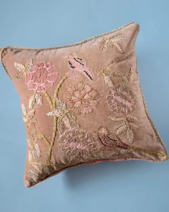 Zoey Hand Embroidered Cushion Cover- Bloom